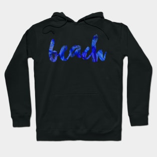 Dark blue 'Beach' Typography Design Hoodie